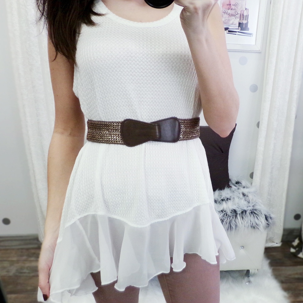 🔺SoldOut🔺White Waffle Knit Tunic Sleeveless - Picture 2 of 4